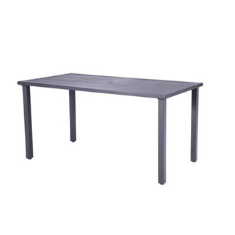 Jason Rectangular Metal Outdoor Dining Table With Umbrella Hole  62 in W 34 in D