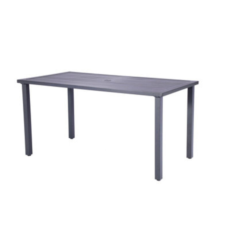 Jason Rectangular Metal Outdoor Dining Table With Umbrella Hole  62 in W 34 in D