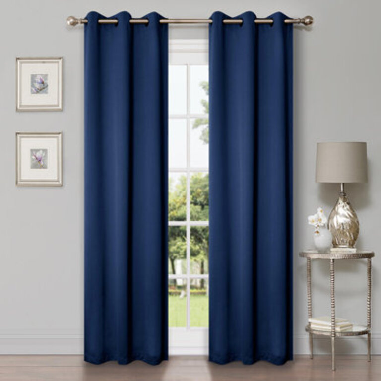 Millendon Energy Saving Modern Polyester Grommet Room Darkening Curtain Pair
