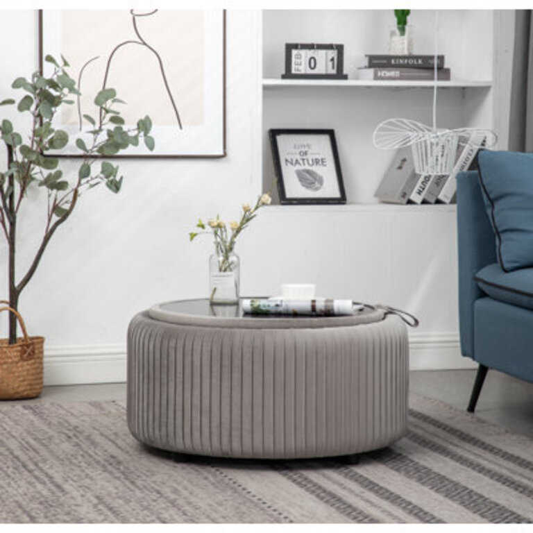 Savinien Upholstered Round Storage Ottoman