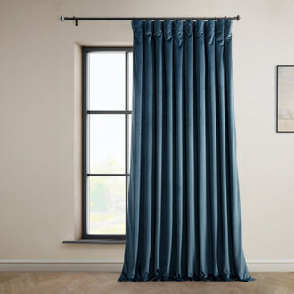 Matra Plush Velvet Polyester Curtains for Bedroom - Room Darkening Curtains for Living Room Window Single Panel