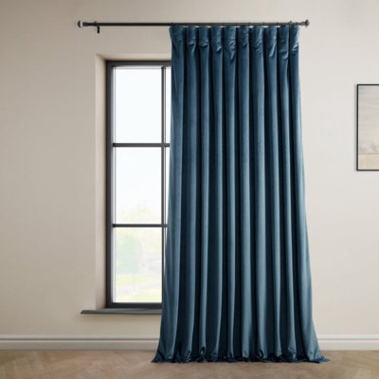 Matra Plush Velvet Polyester Curtains for Bedroom - Room Darkening Curtains for Living Room Window Single Panel