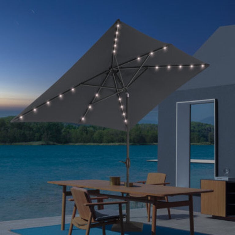 Sayaf 9 x 6 Rectangular Lighted Market Umbrella