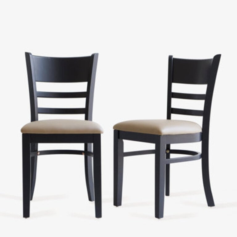 Zida Solid Wood Upholstered Ladder Back Side Chair Set of 2