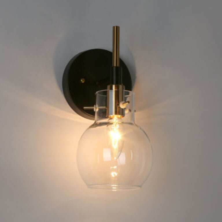 1 - Light Dimmable BlackBrass Armed Sconce