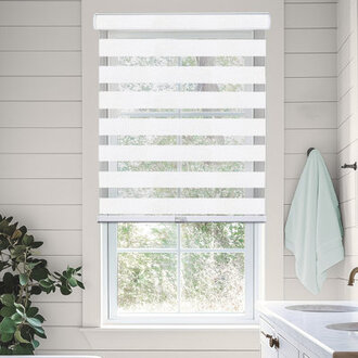 Premium Cordless Zebra Roller Shades - White - Dual Layer - Light Filtering and Room Darkening