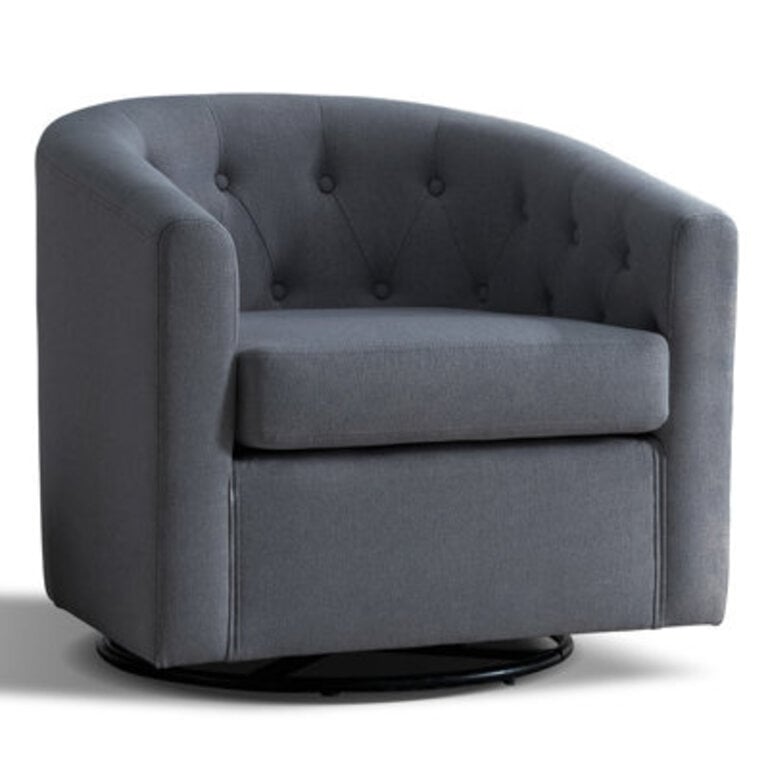 Ravreet 28 Wide Modern Wide Soft Linen Upholstered Tufted Arm Accent Chair with Swivel