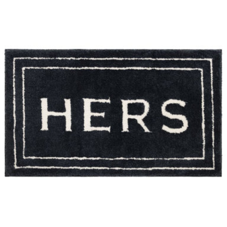 Ghobad Hers Bordered Polyester Machine Washable Bath Rug