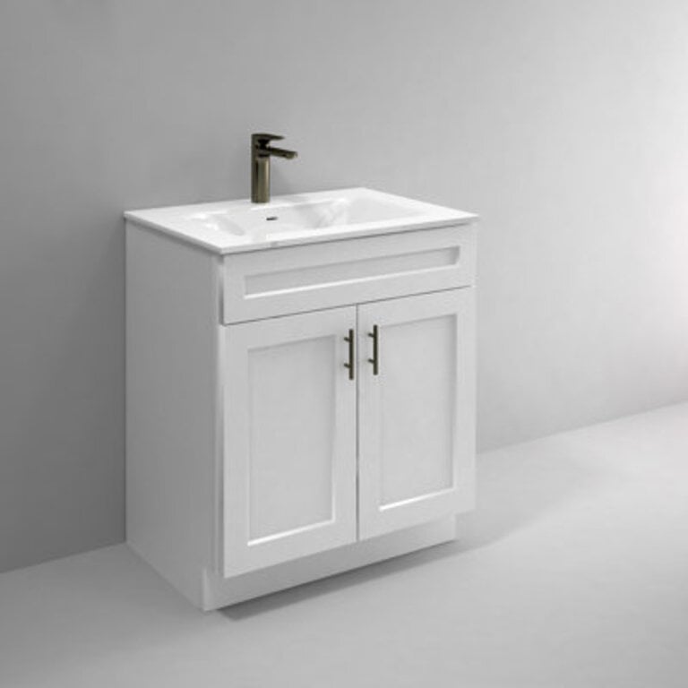 30 Single Bathroom Vanity Sink Base Cabinet in White Shaker