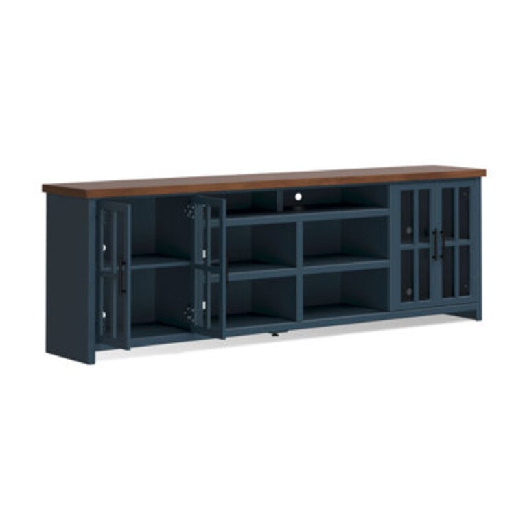 Brixham 96 Farmhouse TV Stand for TVs up to 100 Extra Long Wood Media Console with Storage Cabinets  Shelves Fully Assembled