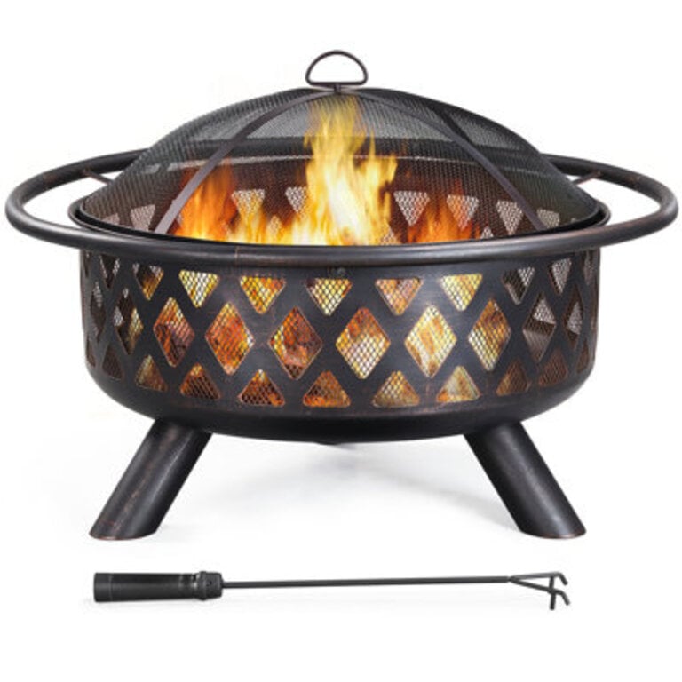 36 Dia  235 H Cast Iron Wood Burning Fire Pit