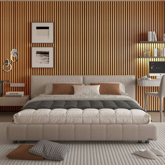 4Pcs 945 L x 79 W Acoustic Wood Wall Paneling3D Decorative Soundproof Slat Panels for Wall and Ceiling2073 sqftCase
