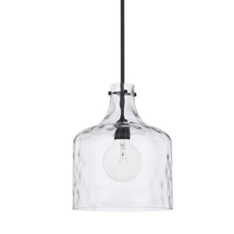 Baldwyn 1-Light Dimmable Hammered Glass Shade Single Bell Pendant