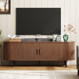 Jalonda Modern Wood TV Stand with Storage and Shelves