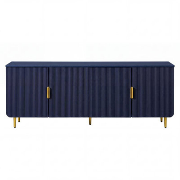Maali 67 Fluted Modern TV Stand with Storage Cabinet Mid Century Wood TV Media Console