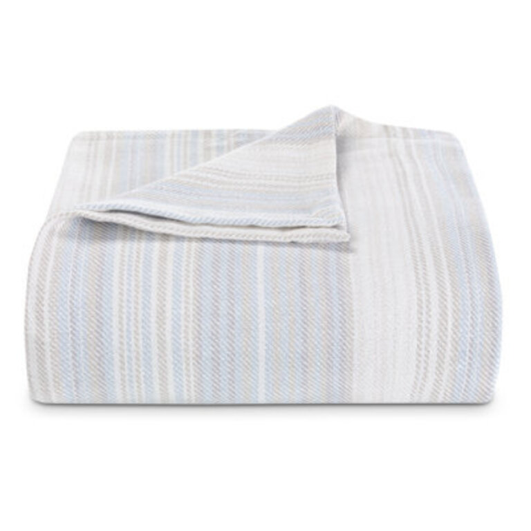 Tommy Bahama Sandy Shore Stripe Cotton Reversible Blanket