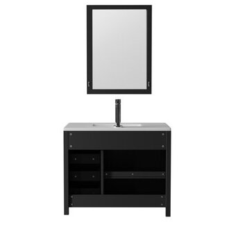 Undermount Ceramic Shaker 36 Single Bathroom Vanity Set with Mirror