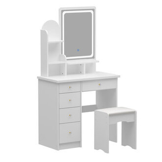 315 W Makeup Vanity Set with 3-Color LED Lighted Mirror and 5 Storage Drawers