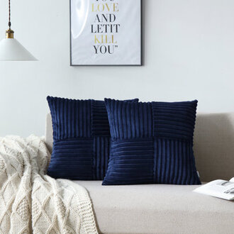 Square Striped Corduroy Soft Flannel Patchwork Pillow Cover