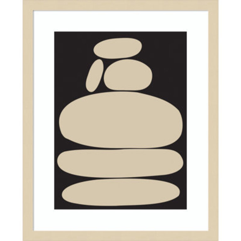 Zen River Rocks Black And Tan  by The Creative Bunch Studio