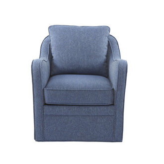 Melby Upholstered 360Swivel Armchair with Curved Slope Arms  Removable Cushion