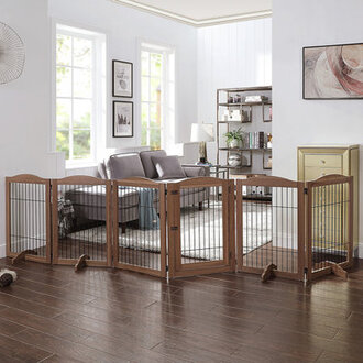 Neema 132 Extra Wide Dog Gate and Pet Playpen Free Standing Tall Dog Fence with Walk Through Door Dog Barriers for Home Use as Indoor Dogs Cats Pen Rabbit Pen Baby Gate