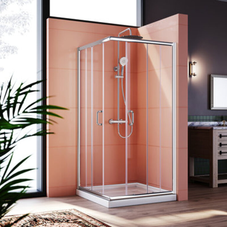 34D x 34W x 72H Framed Square Shower Enclosure with 14Tempered Glass Corner Shower Enclosure