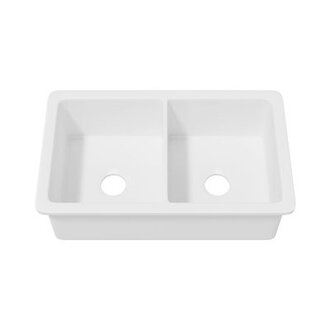 Oslo 32 W x 19 D Double Bowl Fireclay UndermountDrop-In Kitchen Sink in White with Accessories