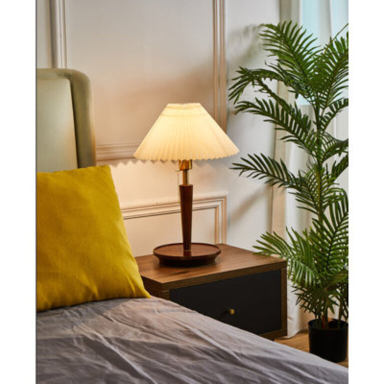 Mid Century Modern Accent Walnut Table Lamp 3 Color Temperature Dimmable