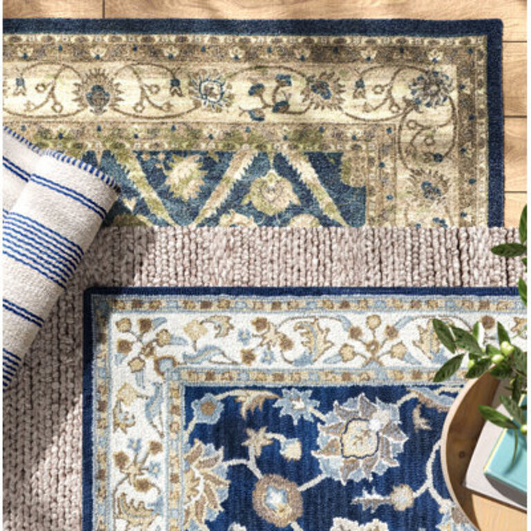 Onca Oriental Handmade Tufted Wool Blue Area Rug