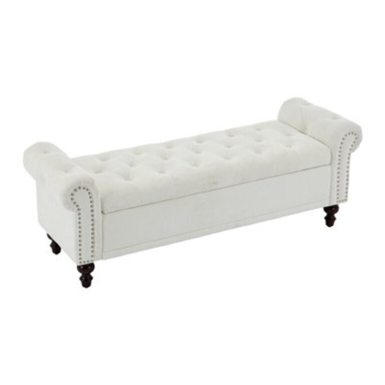 Upholstered Storage Bench With Segmented Storage Compartments