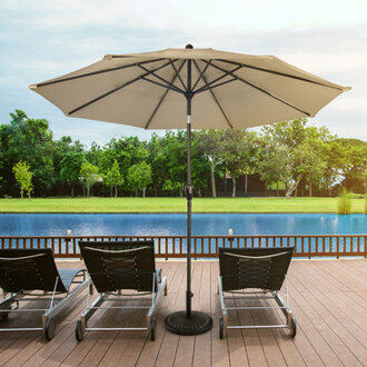 Kelton 10 W Crank Lift Auto-Tilt Patio Umbrella