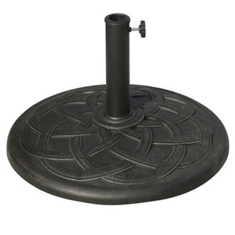 Claughaun Outsunny 22 42 lbs Round Resin Umbrella Base Stand Market Parasol Holder with Beautiful Decorative Pattern  Easy Setup for 15 189 Pole for Lawn Deck Backyard Garden Bronze