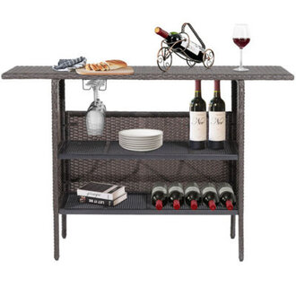 Outdoor Garden Patio Rattan Wicker Table Shelves Furniture