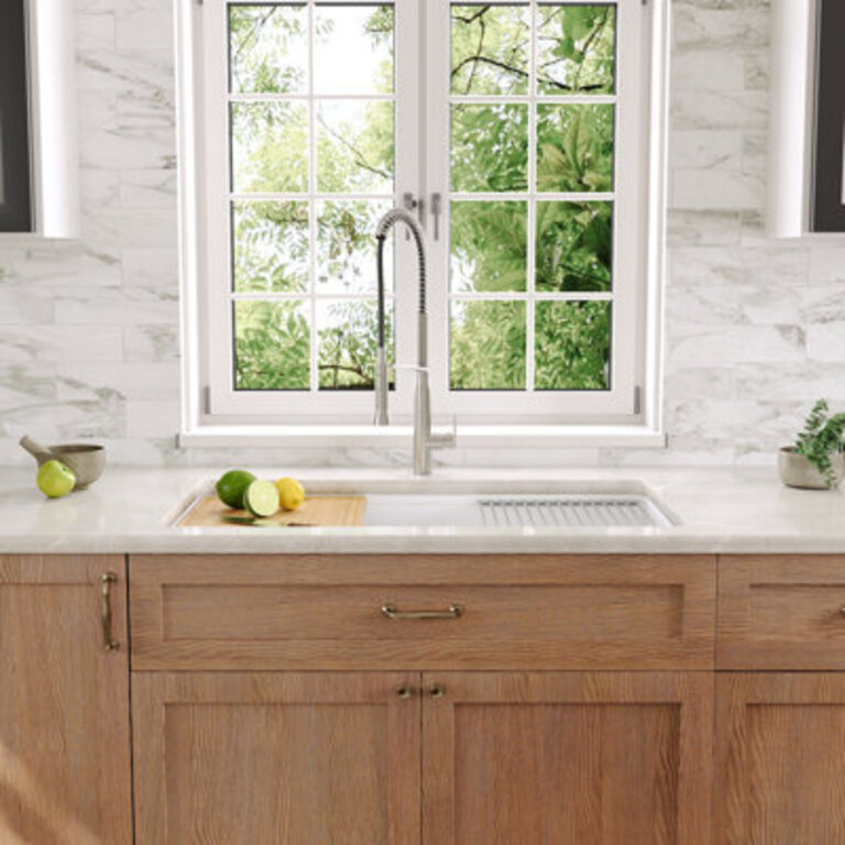 DeerValley Fireclay Workstation Kitchen Sink 33 L x 19 W Large Single Bowl UndermountDrop-in Kitchen Sink with Accessories