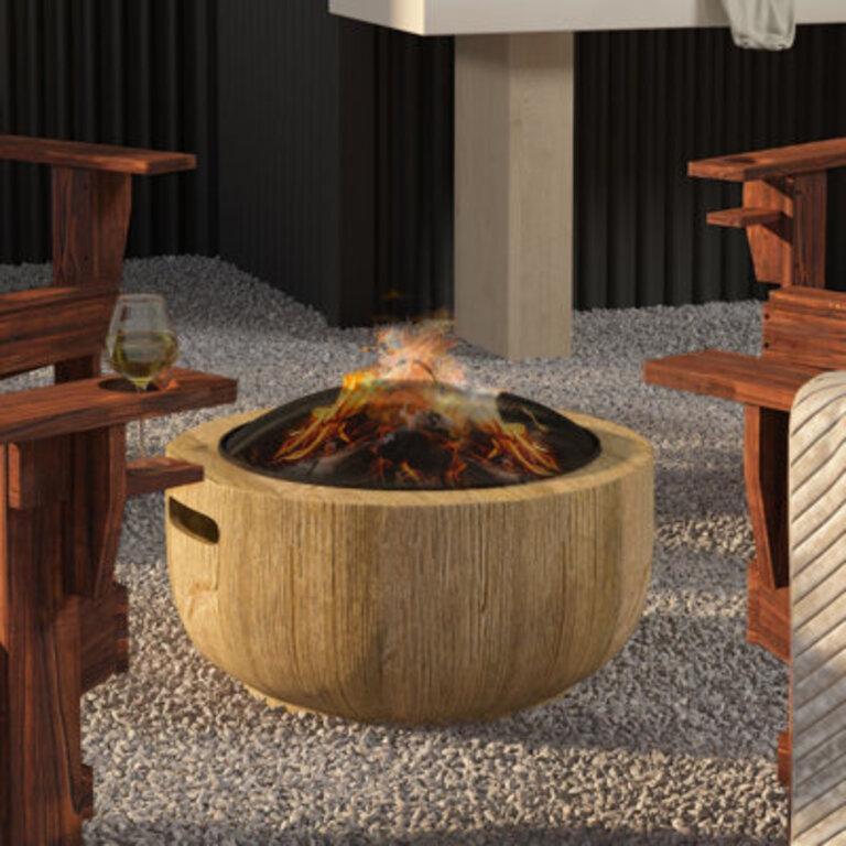 Aamenah Round Steel Stone Wood Burning Fire Pit