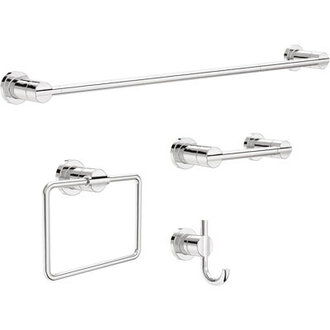 Nicoli 4-Piece Bath Hardware Set 18 to 24 in Towel Bar Toilet Paper Holder Towel Ring Towel Hook
