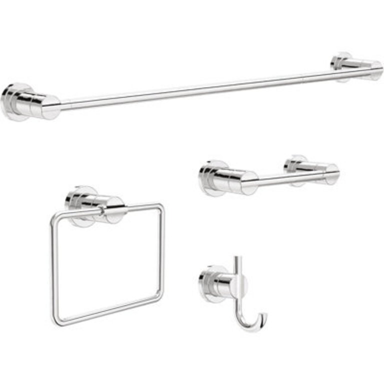 Nicoli 4-Piece Bath Hardware Set 18 to 24 in Towel Bar Toilet Paper Holder Towel Ring Towel Hook