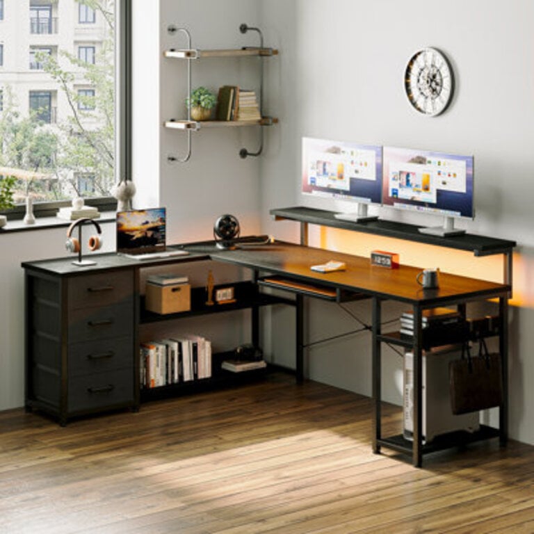 Lymon L-Shaped Metal Computer Desk