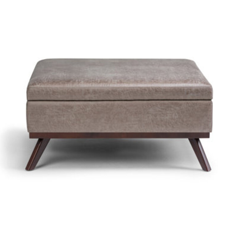 Owen 36W Upholstered Mid-Century Modern Square Lift-Top Ottoman with Tufted Detail