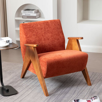 Kyajah 275 W Chenille Solid Wood Armchair