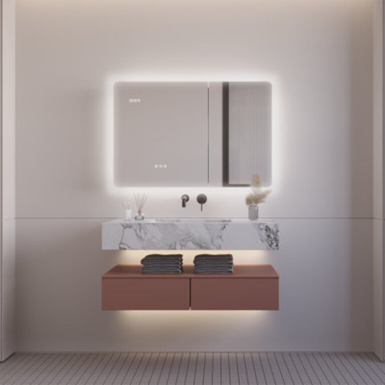 Elettra 36 W x 24 H Frameless Medicine Cabinet with LED Mirror and 2 Adjustable Shelves