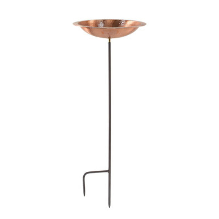 Hammered Solid Copper Bowl with Rim and Stake