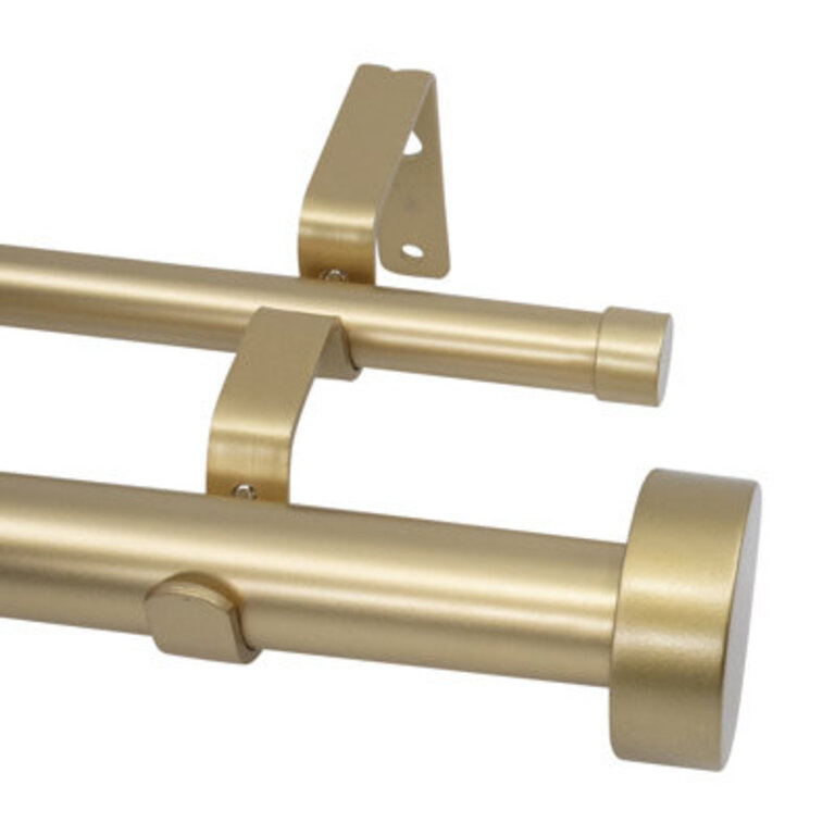 Meriville 1-Inch Diameter Double Window Treatment Curtain Rod Vico End Cap Finial Royal Gold with Gold Finial