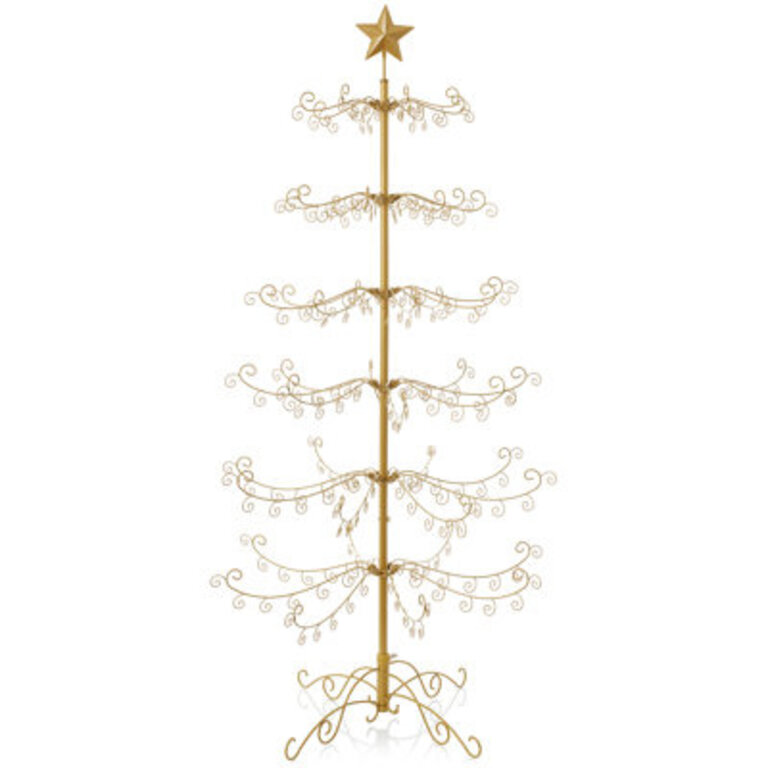 Wrought Iron Ornament Display Christmas Tree w Easy Assembly Stand