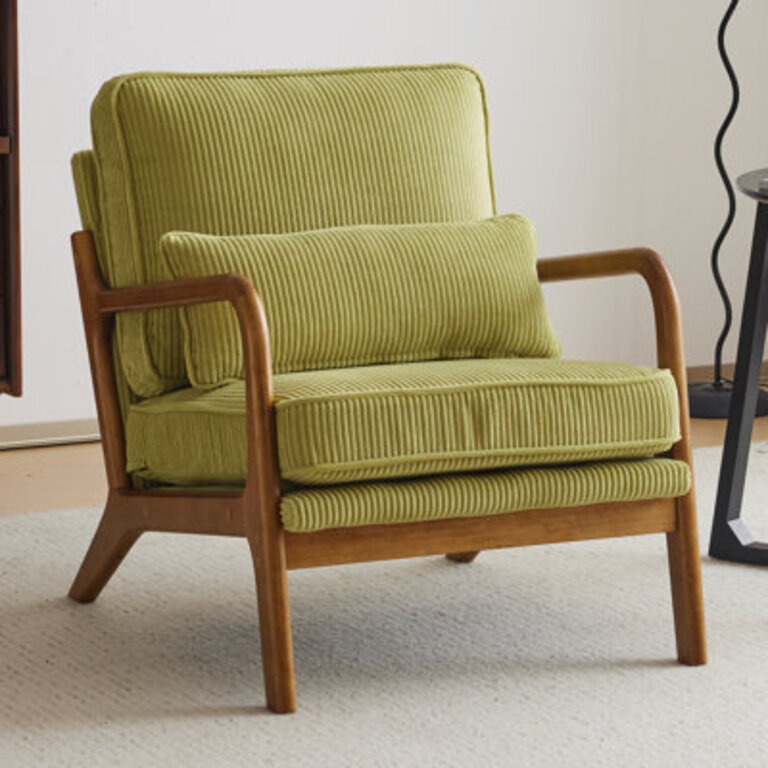 Lemley Mid Century Solid Wood Accent Chair