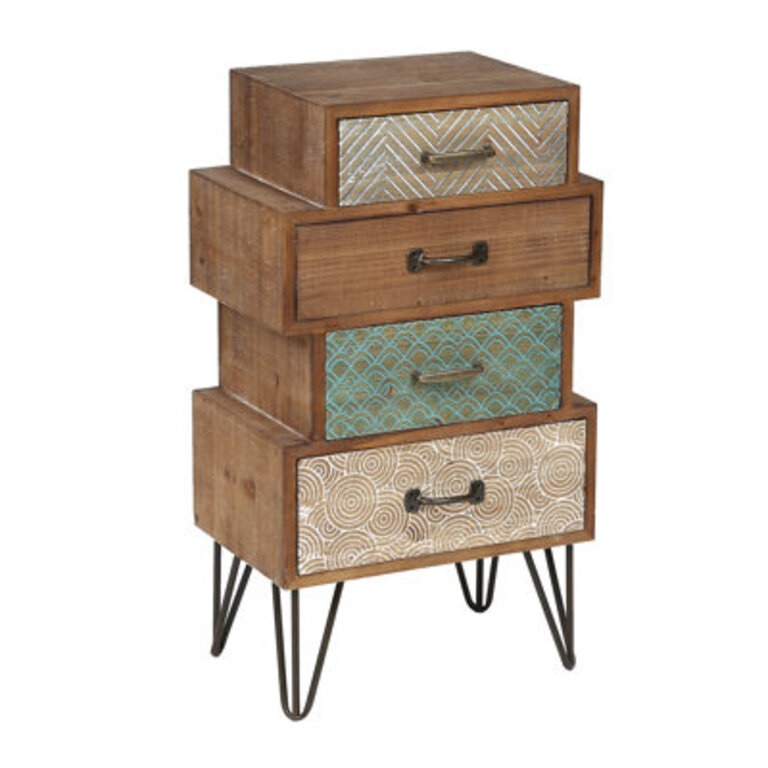 Cayden 335 H 4-Drawer Inlaid Wood Accent Chest