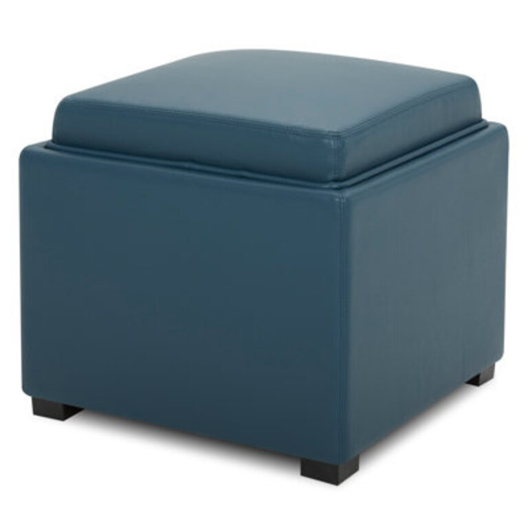 Stone Faux Leather Ottoman