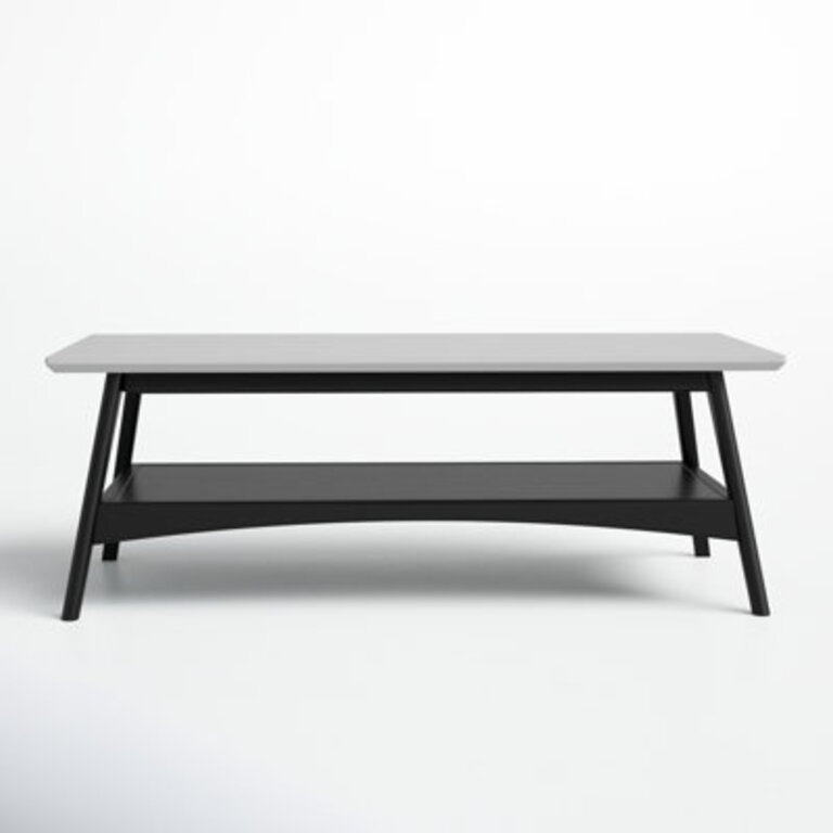 Parker Mid-century Coffee Table with Storage Shelf and White Top