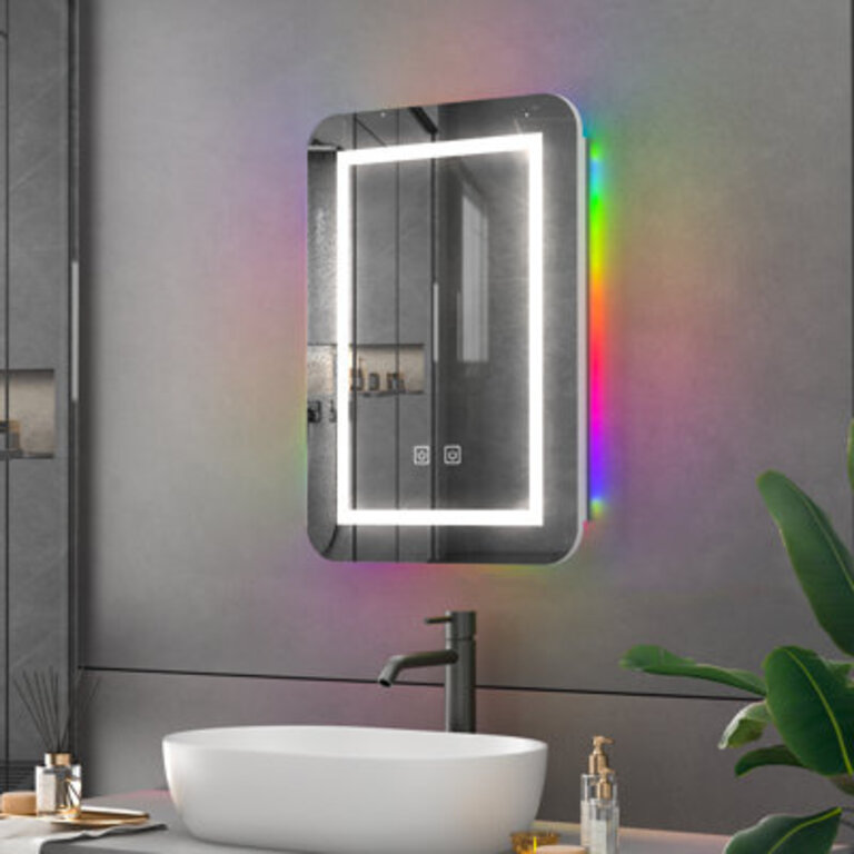 236165 Medicine Cabinet With Lights Bathroom Medicine Cabinet With RGB Backlitfront LED Light